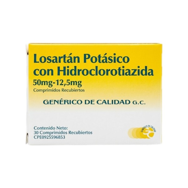LOSARTAN POTASICO HIDROCLOROTIAZIDA 50-12.5MG TAB X 30 (GENERICO DE CALIDAD)
